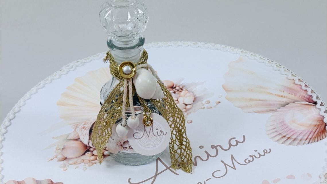 Trusou botez cu perle și scoici în nuanțe sand & peach – „Perle Marine” 25